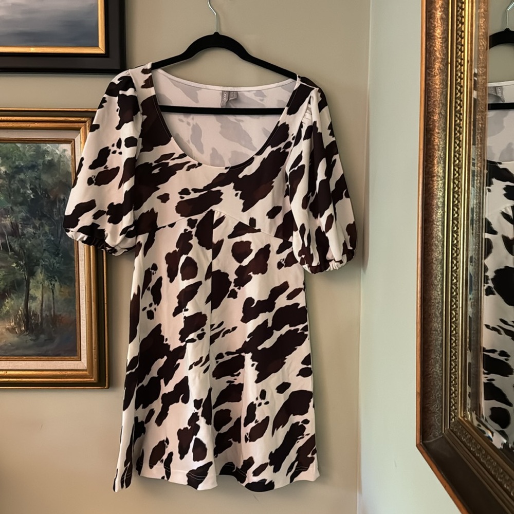 ASOS cowgirl Cow print mini costume dress Nashville western theme size 8 M/L